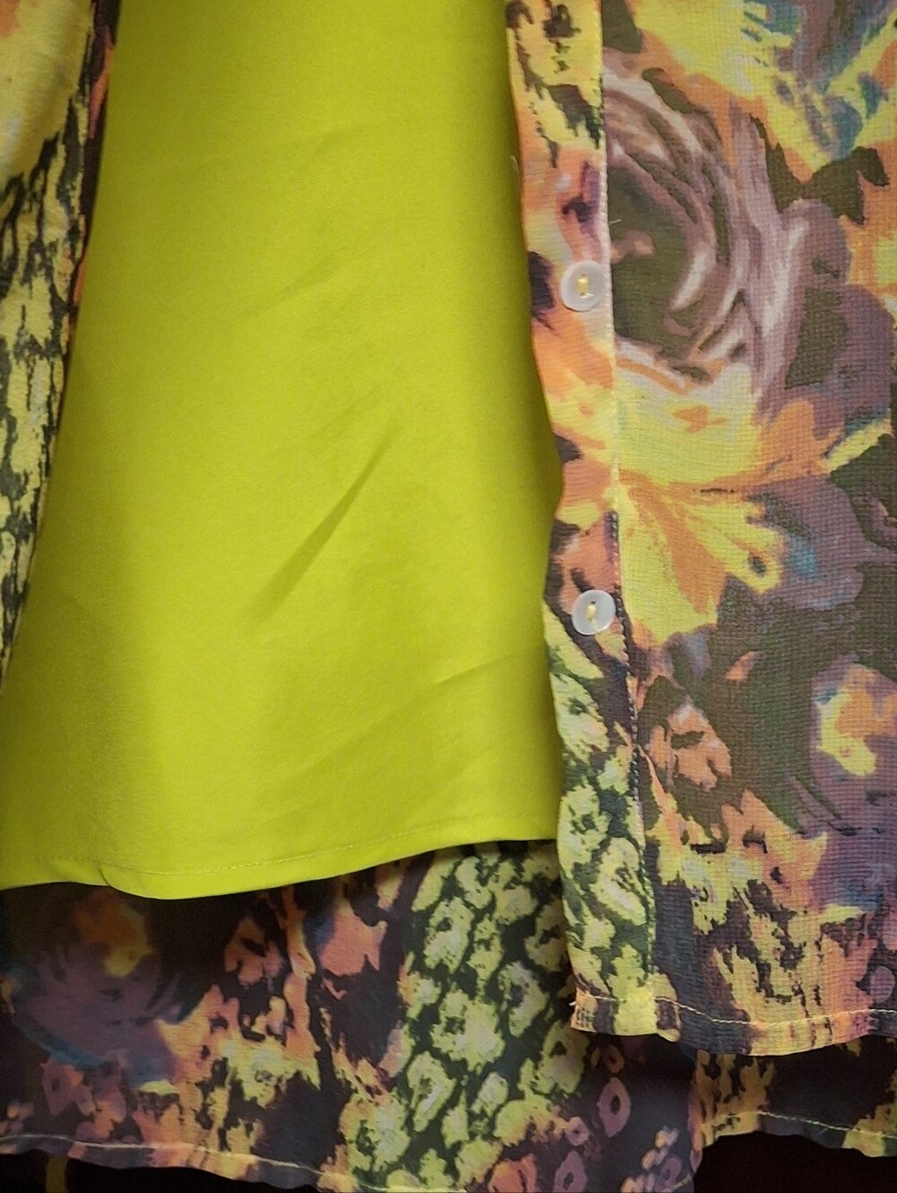 I. Jeans By Buffalo Women's XL 2-fer Sleeveless BOHO Blouse & Tank Yellow Floral - Picture 8 of 8